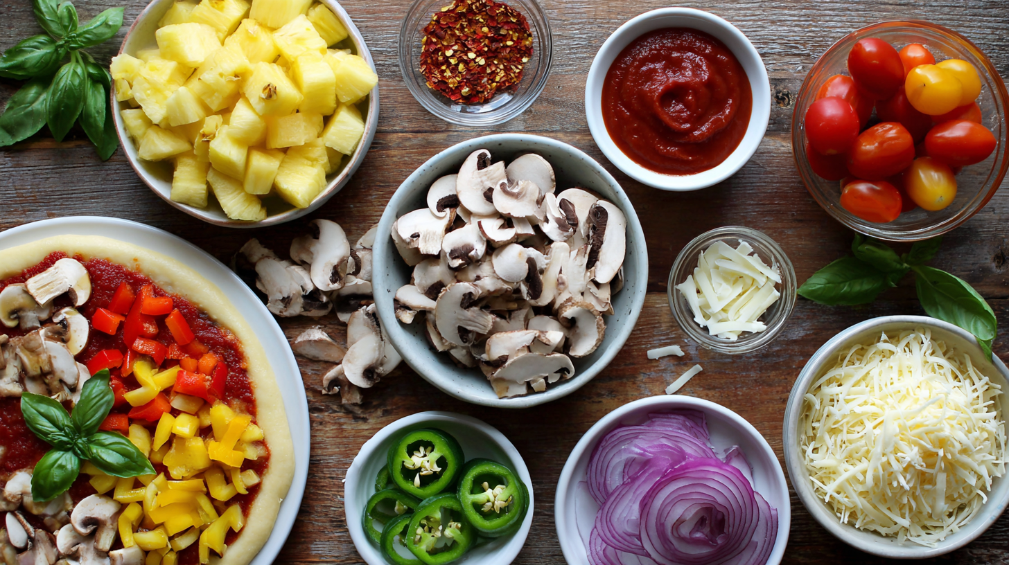 ingredients of Veggies Pizza with Pineapple