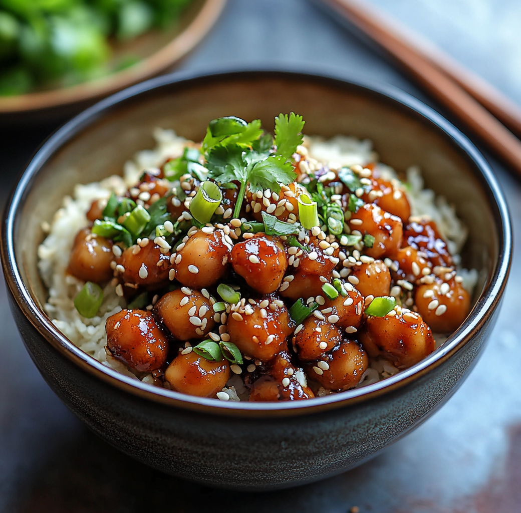 Vegan Sticky Sesame Chickpeas Preparation