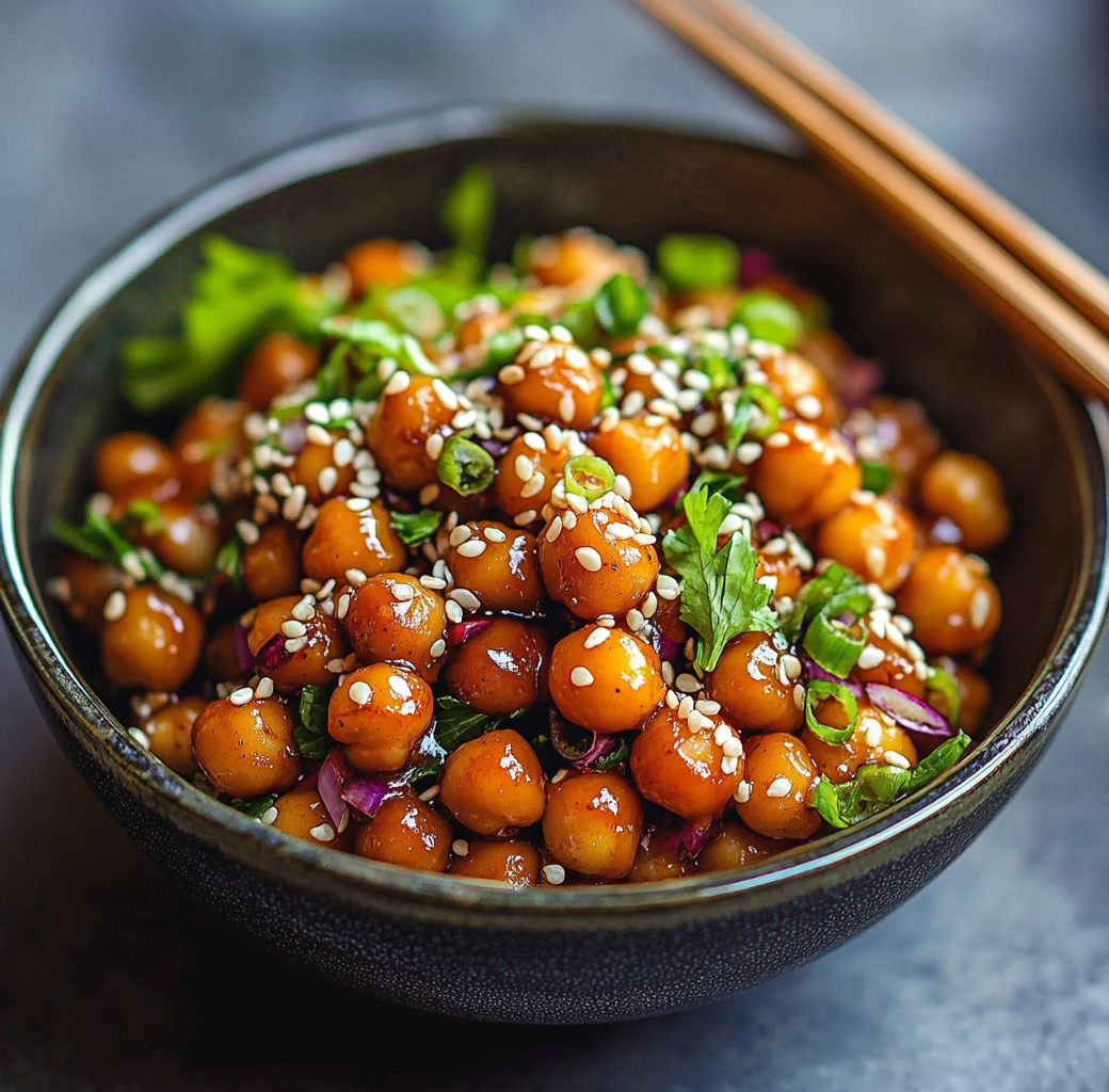 Vegan Sticky Sesame Chickpeas Cooking Process