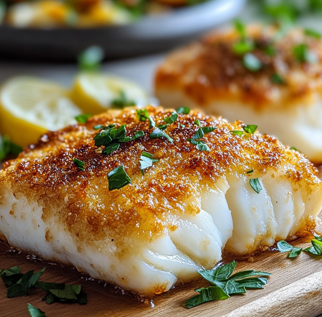 Crispy Air Fryer Parmesan Crusted Cod Serving