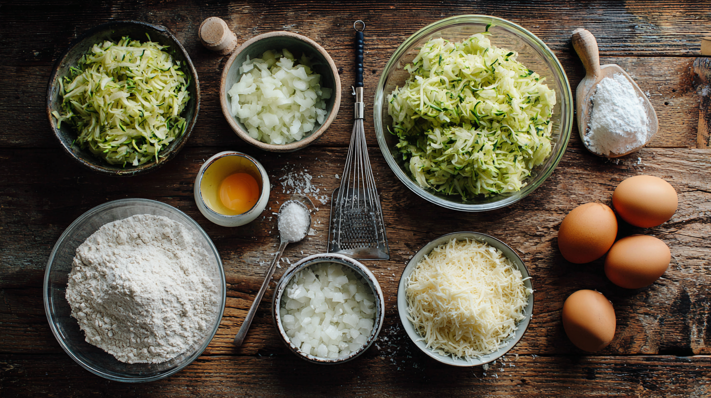 ingredients of Parmesan Zucchini Potato Muffins